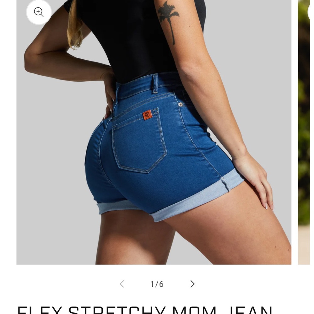 Born Primitive Blue High-Waist Rolled Hem Shorts